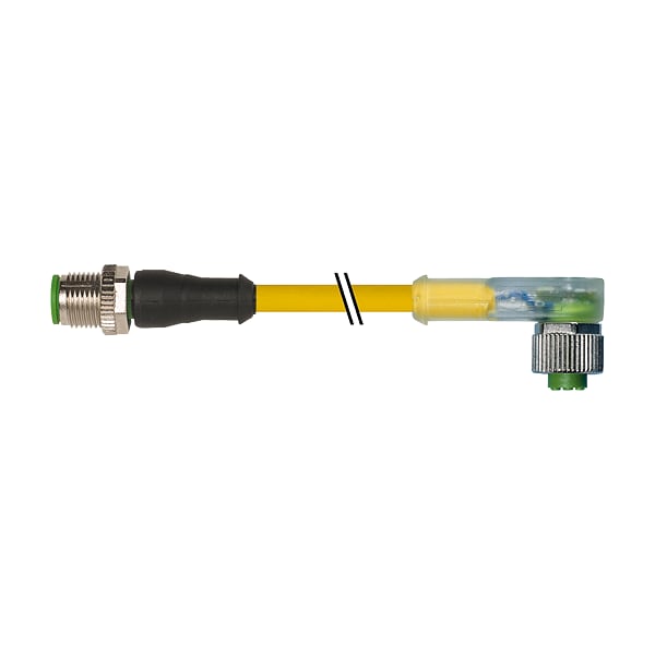 Murrelektronik M12 MALE 0 Degree / M12 FEMALE 90 Degree LED, PUR 3X0.34 YELLOW, UL/CSA, drag ch 2m 7000-40381-0330200 - main
